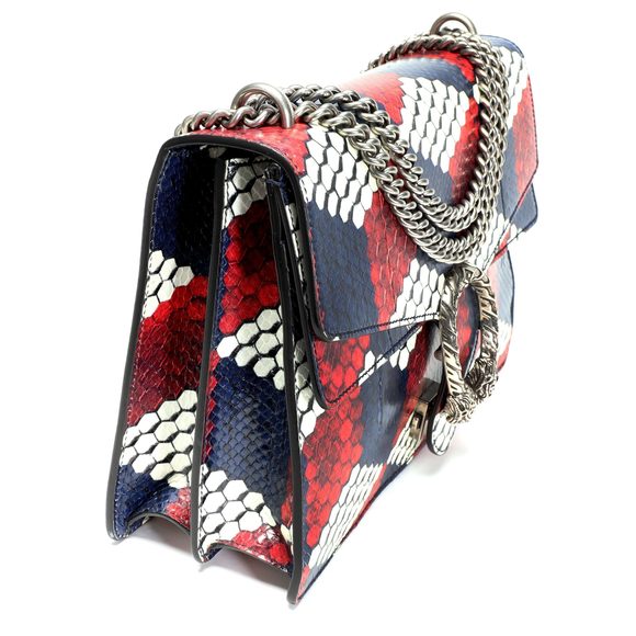 Gucci Red, White, & Blue Geometric Python Dionysus Shoulder Bag - Picture 6 of 10